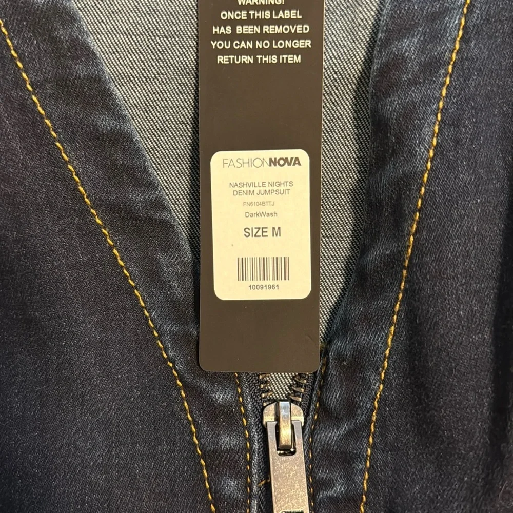 Stylish Blue Denim Jumpsuit - Picture 6 of 6